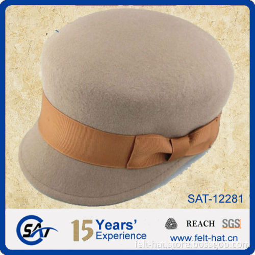 sales promotion Beret Caps with bowtie, 100% wool felt hat